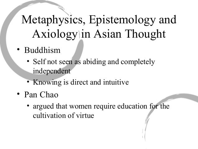 Describe each area of philosophy; metaphysics, epistemology, axiology, and logic?