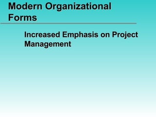 Modern Organizational Forms Increased Emphasis on Project Management 