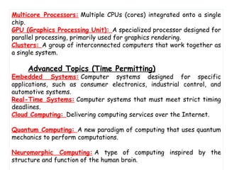Functionally Specialized Processors Example Comprehensive Introduction to Computer Organization and Architecture ...