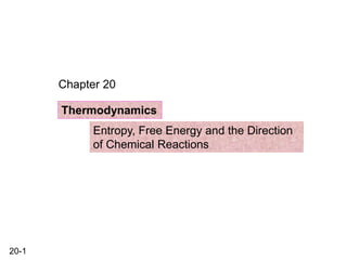 20-1
Chapter 20
Thermodynamics
Entropy, Free Energy and the Direction
of Chemical Reactions
 