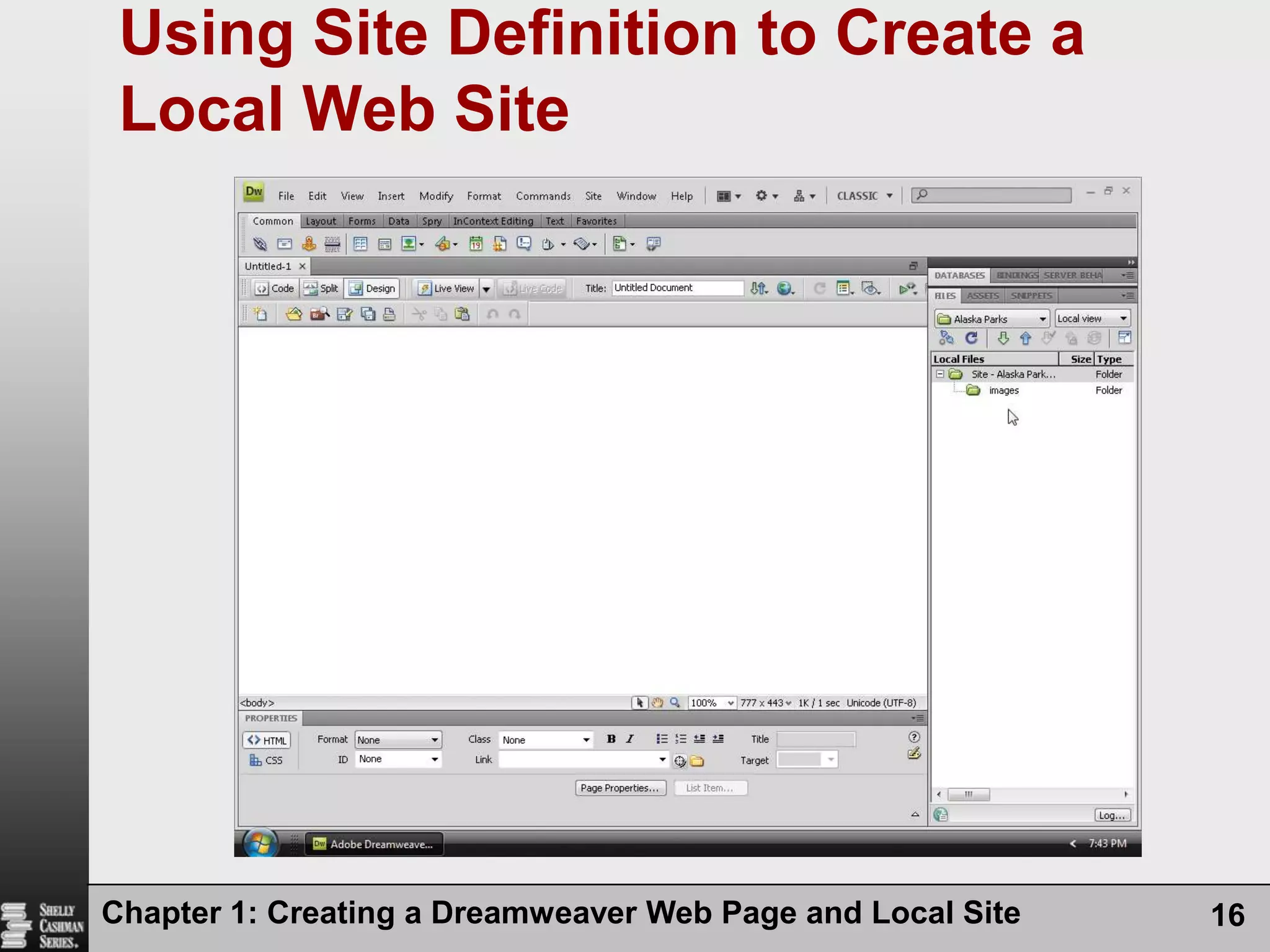 Chapter 1: Creating a Dreamweaver Web Page and Local Site16Using Site Definition to Create a Local Web Site