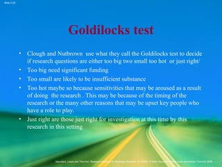 Goldilocks Method Chapter- 02.ppt formatting and clarifying research topic | PPT