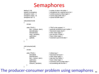 Semaphores




The producer-consumer problem using semaphores   84
 