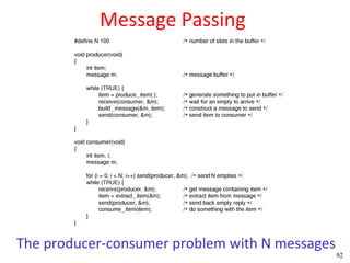 Message Passing




The producer-consumer problem with N messages
                                                92
 