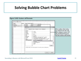 Solving Bubble Chart Problems




Succeeding in Business with Microsoft Excel 2010   Level 3 home   55
 