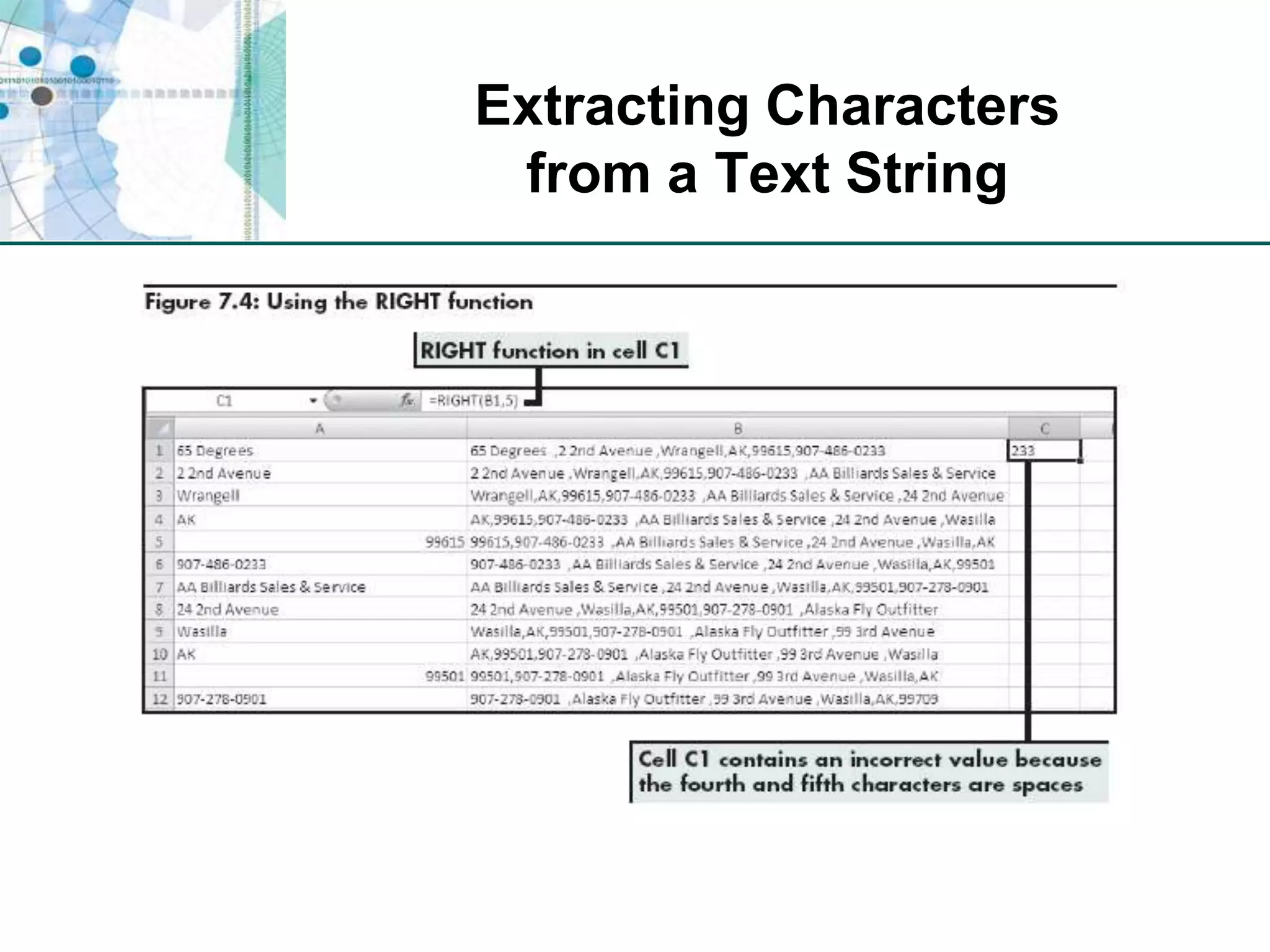 Extracting Charactersfrom a Text String