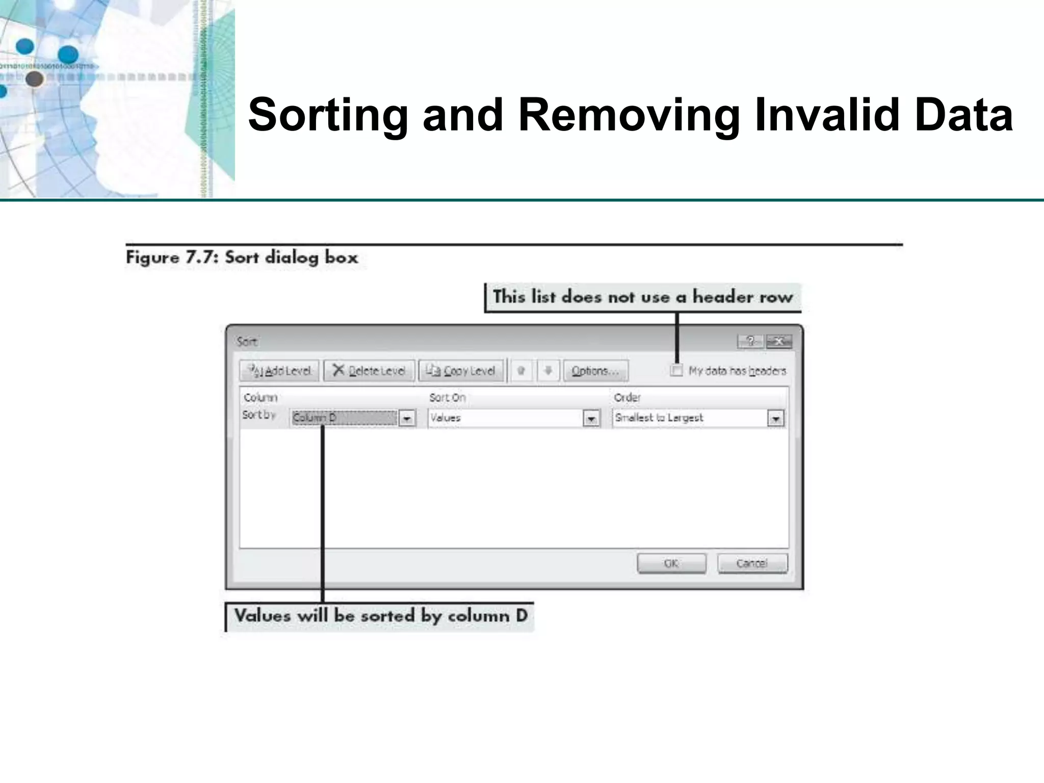 Sorting and Removing Invalid Data