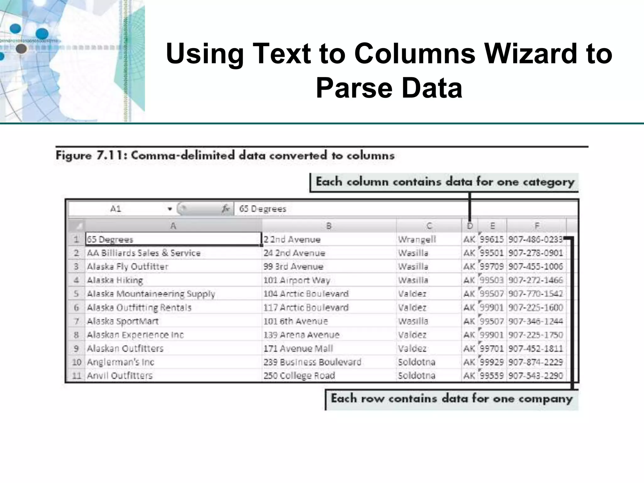 Using Text to Columns Wizard to Parse Data