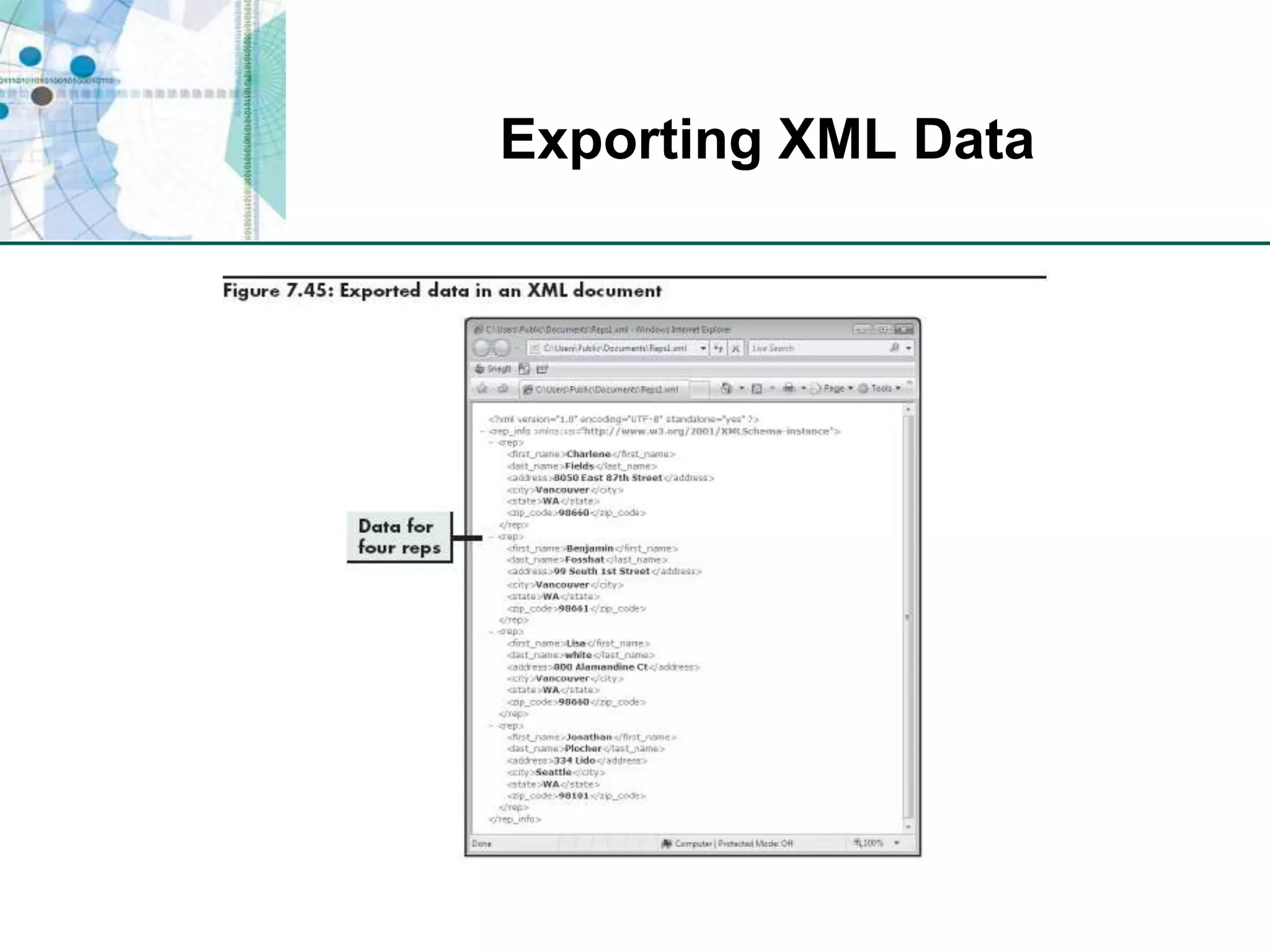 Exporting XML Data