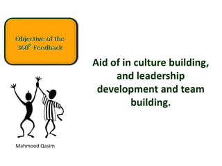 Mahmood Qasim
Aid of in culture building,
and leadership
development and team
building.
 