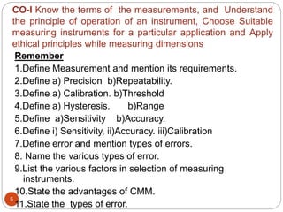 Megarment Instrument List.pdf Chapter-1_Mechanical Measurement and Metrology | PPTX