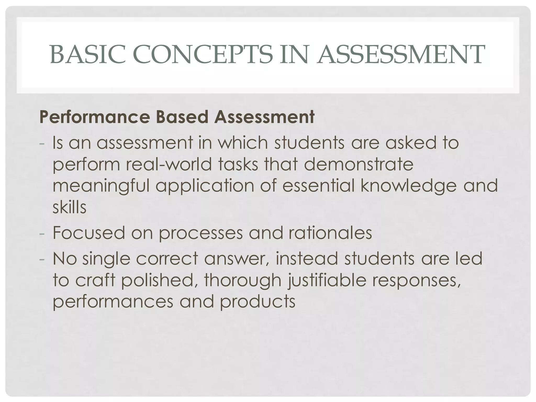 Basic Concepts in Assessment in Learning | PDF