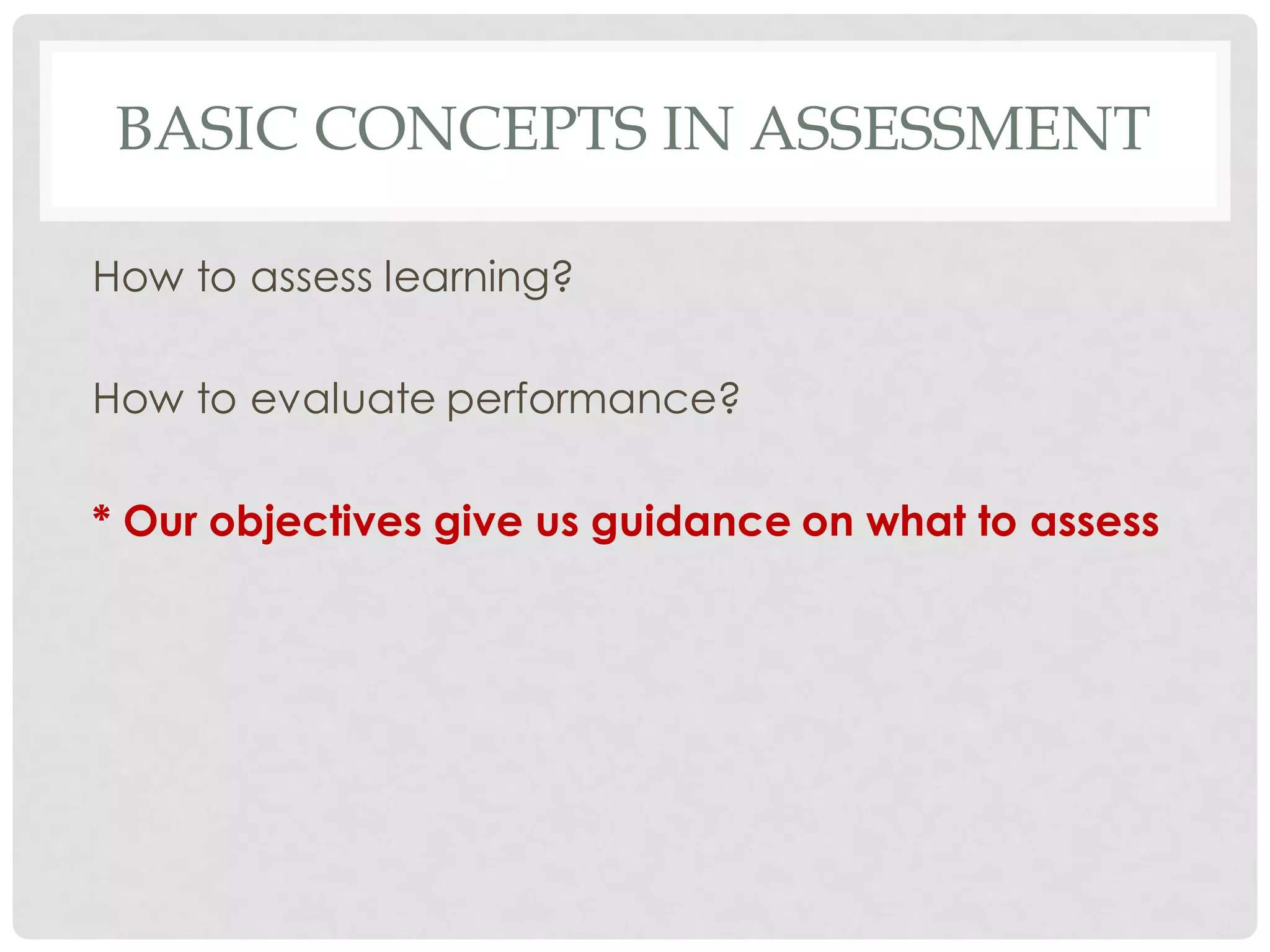 Basic Concepts in Assessment in Learning | PDF
