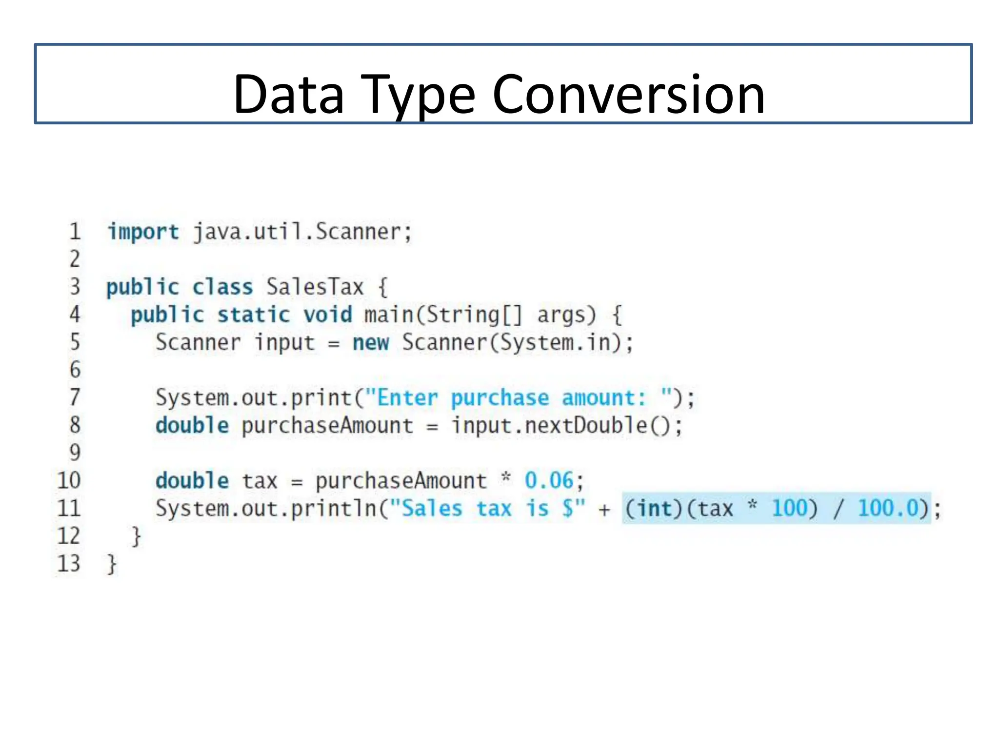 Data Type Conversion 