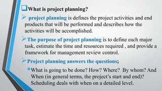 Define Project Planning chapter-1.pptx scheduling for construction | PPTX