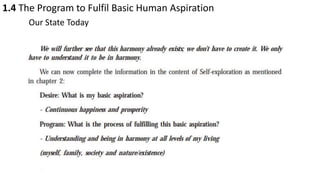 1.4 The Program to Fulfil Basic Human Aspiration
Our State Today
 