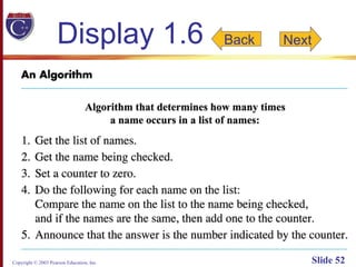 Copyright © 2003 Pearson Education, Inc. Slide 52
Display 1.6 Back Next
 