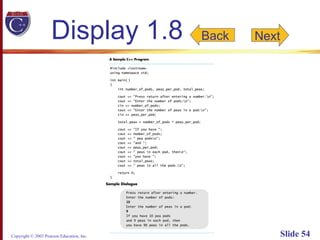 Copyright © 2003 Pearson Education, Inc. Slide 54
Display 1.8 Next
Back
 