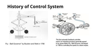 History of Control System
Fly – Ball Governor” by Boulton and Watt in 1798
 