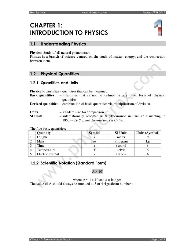 chapter 1 introduction to physics 2011 standard form physics