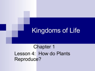 Kingdoms of Life Chapter 1 Lesson 4:  How do Plants Reproduce? 