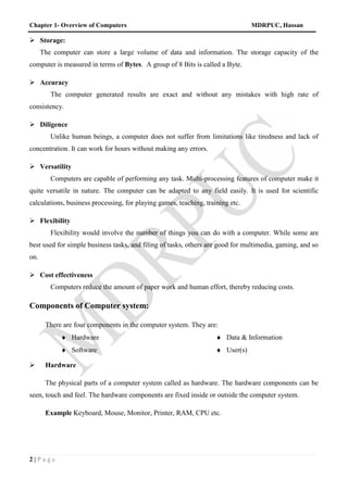 chapter-1-overview-of-computer. for your reference | PDF