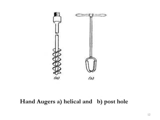 Hand Augers a) helical and b) post hole
12
 