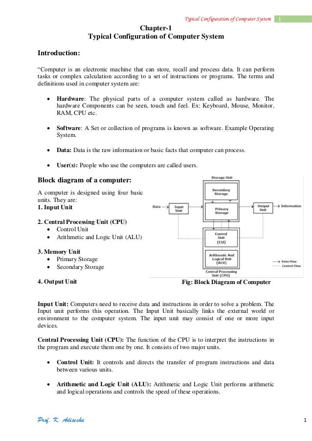 Typical Configuration of Computer System