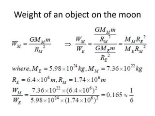 Weight of an object on the moon
 