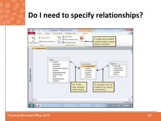 Do I need to specify relationships?29Practical Microsoft Office 2010