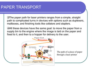 PAPER TRANSPORT ,[object Object],[object Object],The path of a piece of paper through a laser printer   