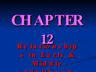 CHAPTER 12   Relationships in Early & Middle Adulthood 