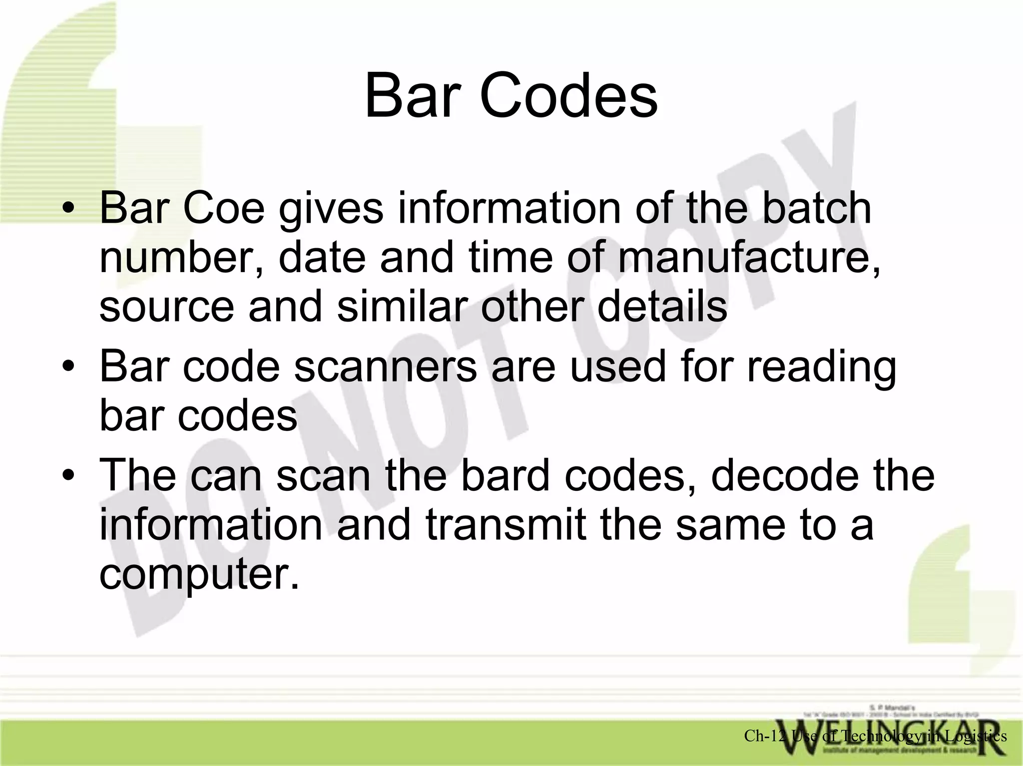 Use of technology in logistics | PDF