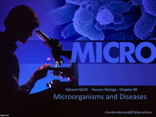Microorganisms and Diseases
chandimakumara007@gmail.com1
Edexcel IGCSE - Human Biology - Chapter 08
 