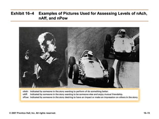 © 2007 Prentice Hall, Inc. All rights reserved. 16–15
Exhibit 16–4 Examples of Pictures Used for Assessing Levels of nAch,
nAff, and nPow
 