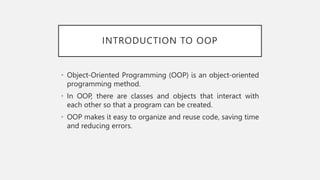Basic Concepts of Object Oriented Programming | PPT