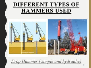 DIFFERENT TYPES OF
HAMMERS USED
Drop Hammer ( simple and hydraulic)
98
 