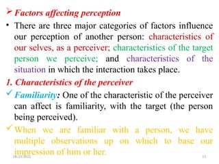 Perceiver Target Individual Behavior - Organizational Behavior Course | PPTX