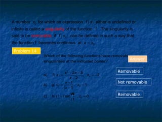 Problem 14 Answer Removable Removable Not removable 