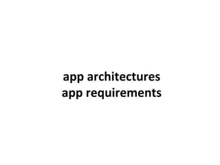 app architectures
app requirements
 
