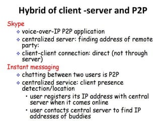 Hybrid of client -server and P2P
 