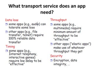What transport service does an app
need?
 