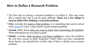 RESEARCH PROBLEM, objectives, operational definitions, variables | PPTX
