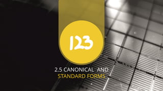 2.5 CANONICAL AND
STANDARD FORMS
 