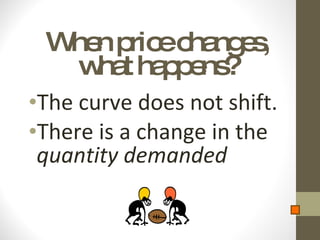 When price changes, what happens? The curve does not shift. There is a change in the  quantity demanded 