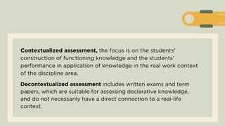 CHAPTER-2: Type of Assessment in learning | PDF