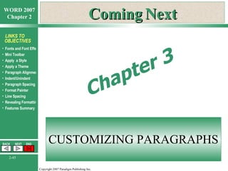Word Chapter 2 - Formatting Characters and Paragraphs | PPT