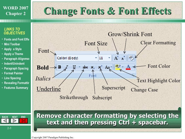 word chapter 2 formatting characters and paragraphs