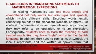 Mathematical Language and Symbols - College Math | PPTX