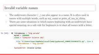 Introduction to Python Values, Variables Data Types Chapter 2 | PPT
